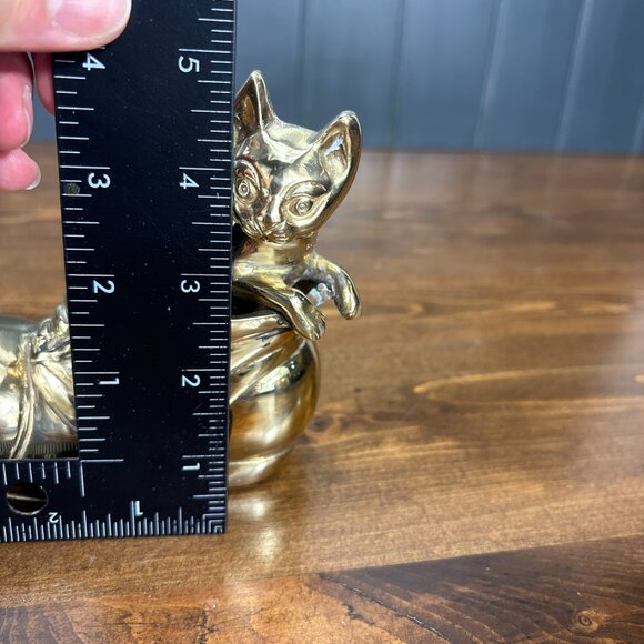 Vintage Brass Cat in Boot Figurine Solid Brass Kitten Sculpture for Cat Lover - Picture 14 of 15
